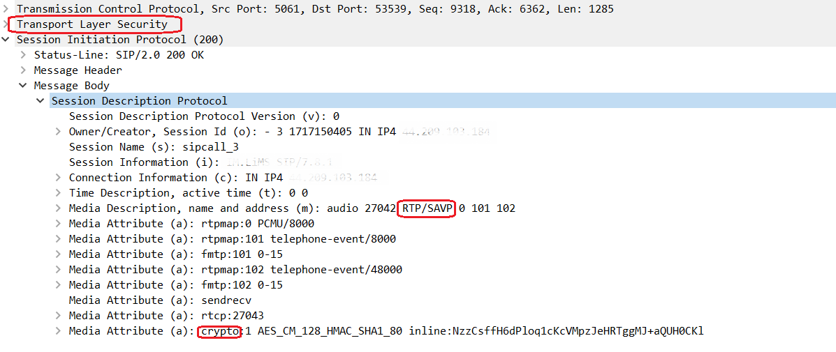 TLS/SRTP Answer